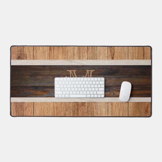Monogramme en bois rustique Tan en bande (Clavier et souris)