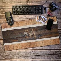 Monogramme en bois rustique Tan en bande