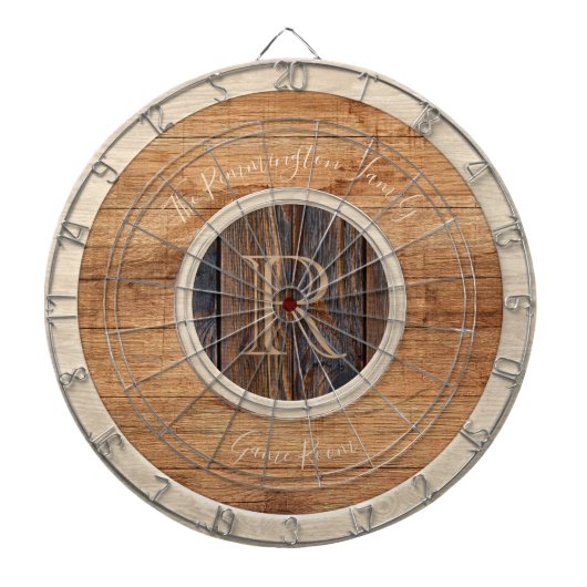 Monogramme en bois rustique Tan et Cible de fleche (Devant)
