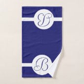 Monogramme en cercle bleu gras (Serviette à main)