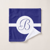 Monogramme en cercle bleu gras (Gant de toilette)