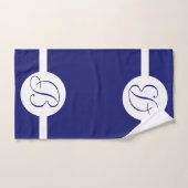 Monogramme en cercle bleu gras (Serviette à main)