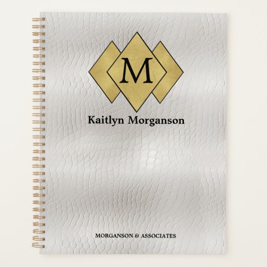 Monogramme en cuir blanc élégant (Devant)
