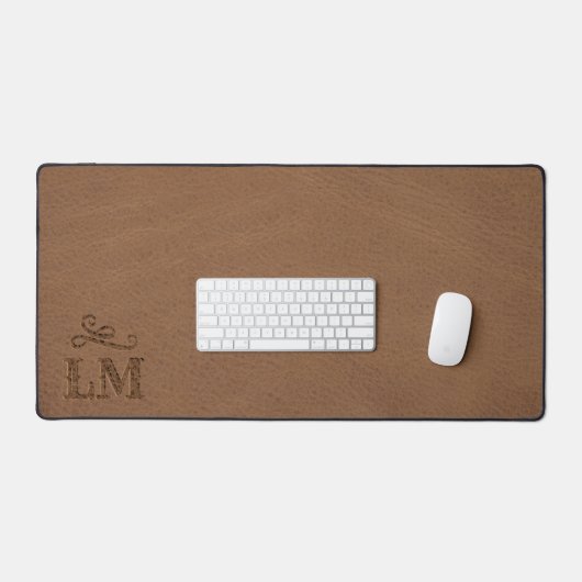 Monogramme en cuir Brown Rustique Faux (Clavier et souris)
