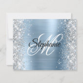 Monogramme en feuille d'argent bleue pailletée pou (Dos)