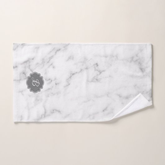 Monogramme en marbre blanc et gris (Serviette à main)