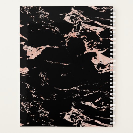 Monogramme en marbre d'or Rose noir chic (Dos)