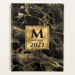 Monogramme en marbre noir et or Elégant luxe<br><div class="desc">Design de luxe classique et élégant avec marbre noir et or avec monogramme. Le modèle a été configuré,  vous n'avez donc qu'à ajouter votre nom pour compléter la conception.</div>