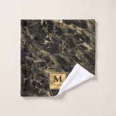 Monogramme en marbre noir et or Elégant luxe (Gant de toilette)