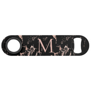 Monogramme en marbre noir rose Gold Foil