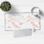 Monogramme en marbre or Rose élégant<br><div class="desc">Elégant Rose Gold Foil marbre Monogram bureau Mat Souris Pad avec marbre blanc tendance et marbre rose rose doux en feuille d'or rose. Ajoutez votre nom et votre monogramme pour un design personnalisé ! Veuillez nous contacter à cedarandstring@gmail.com si vous avez besoin d'aide pour la conception ou les produits correspondants....</div>