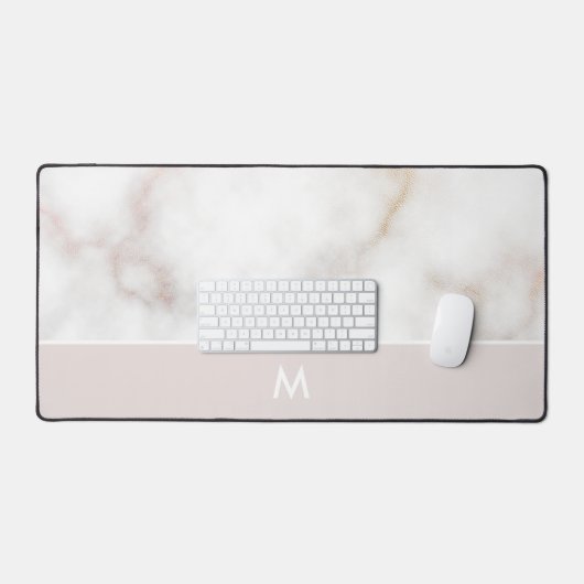Monogramme en marbre rose et or poussiéreux (Clavier et souris)