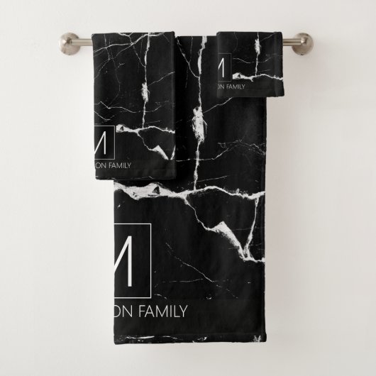 Monogramme en marbre simple noir et blanc ID672 (En situation)