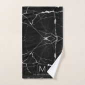 Monogramme en marbre simple noir et blanc ID672 (Serviette à main)