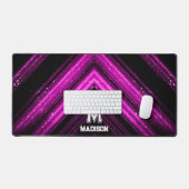 Monogramme en métal brillant néon rose rose noir (Clavier et souris)