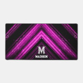 Monogramme en métal brillant néon rose rose noir (Recto)