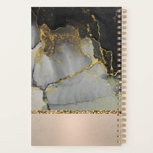 Monogramme en or et en marbre noir Planificateur e (Dos)