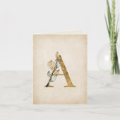 Monogramme en or et noir A avec Feuille (Devant)