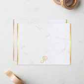 Monogramme en or manuscrit Marbre Modèle élégant (Devant/Arrière en situation)