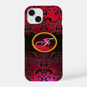 MONOGRAMME EN PIERRE DE GEM BLACK BURGUNDY ROUGE