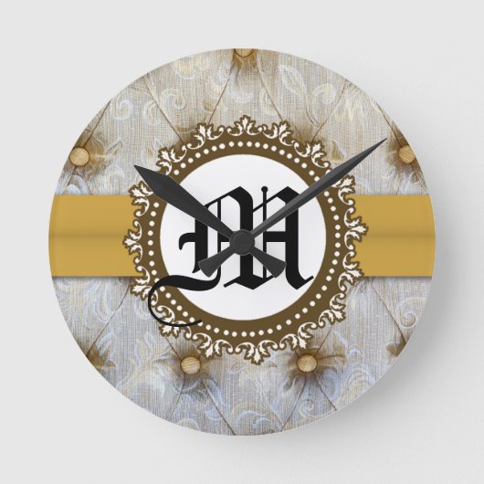 Monogramme en tissu vintage Pintuck Horloge murale (Recto)