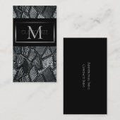 Monogramme en verre de mosaïque gris foncé Carte d (Devant / Derrière)