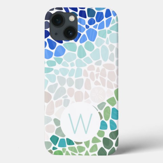 Monogramme en verre marin coloré iPhone / coque ip (Verso)
