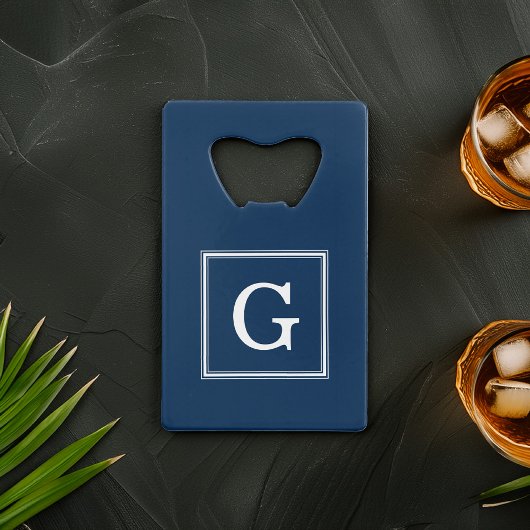 Monogramme encadré bleu