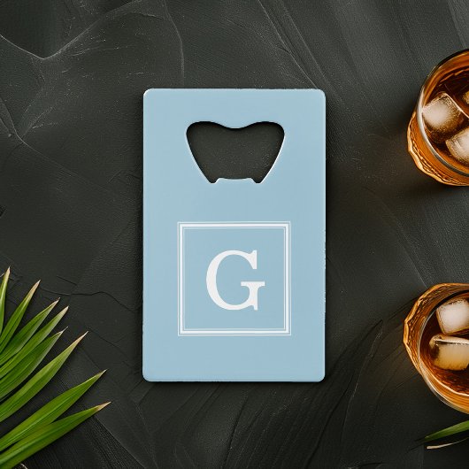 Monogramme encadré bleu clair