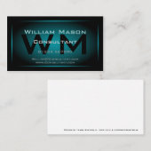 Monogramme encadré noir et bleu clair - Carte de v (Devant / Derrière)