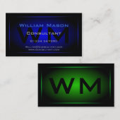 Monogramme encadré noir et bleu foncé - Carte de v (Devant / Derrière)