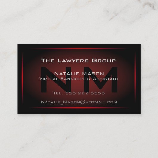 Monogramme encadré noir et rouge - Carte de visite (Devant)