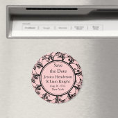 Monogramme Enregistrer la date Aimant rose (In Situ (Lave-vaisselle))