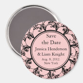 Monogramme Enregistrer la date Aimant rose (Recto/Verso)