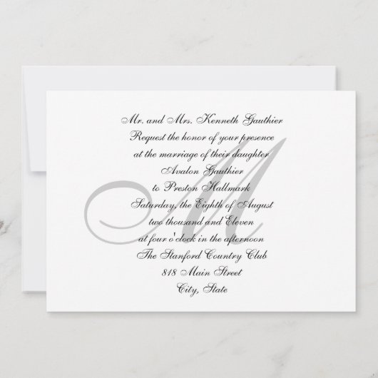 Monogramme "Enveloppé dans l'amour" Faire-part de (Dos)