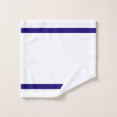 Monogramme et bande bleue sur blanc (Gant de toilette)