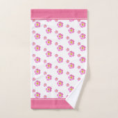 Monogramme et belles fleurs roses sur fond blanc (Serviette à main)