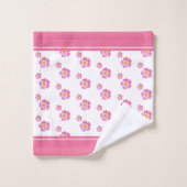 Monogramme et belles fleurs roses sur fond blanc (Gant de toilette)