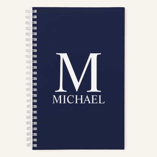 Monogramme et Carnet de nom personnalisés bleu mar (Recto)