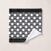 Monogramme et cercles Abstraits noirs en blanc (Gant de toilette)