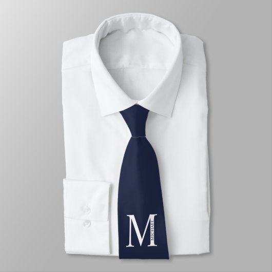 Monogramme et Cravate de nom personnalisés bleu ma (Attaché)