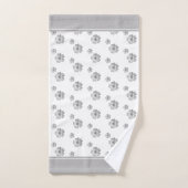 Monogramme et fleurs sur gris argenté et blanc (Serviette à main)