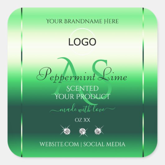 Monogramme et logo Étiquettes de produits verts (Devant)