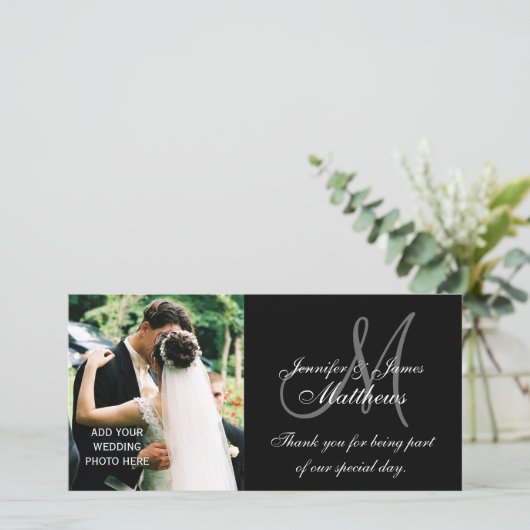 Monogramme et message du Merci mariage (Debout devant)