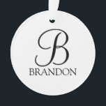 Monogramme et nom de script personnalisé<br><div class="desc">Monogramme personnalisé et cadeau de nom caractéristiques monogramme personnalisé en noir classique style de police de script et nom en noir classique serif style de police sur arrière - plan blanc. Idéal pour des vacances,  des réunions de famille et des occasions spéciales.</div>