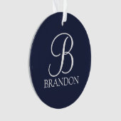Monogramme et nom de script personnalisé bleu mari (devant)