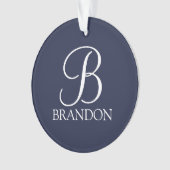 Monogramme et nom de script personnalisé bleu mari (devant)