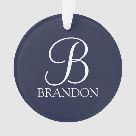 Monogramme et nom de script personnalisé bleu mari (devant)