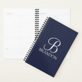 Monogramme et nom de script personnalisé bleu mari (Devant avec enveloppe)