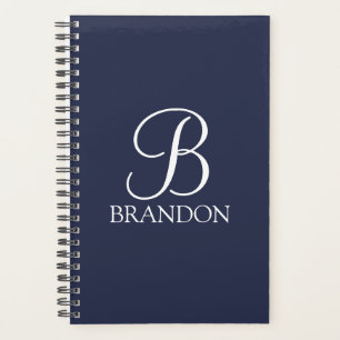 Monogramme et nom de script personnalisé bleu mari